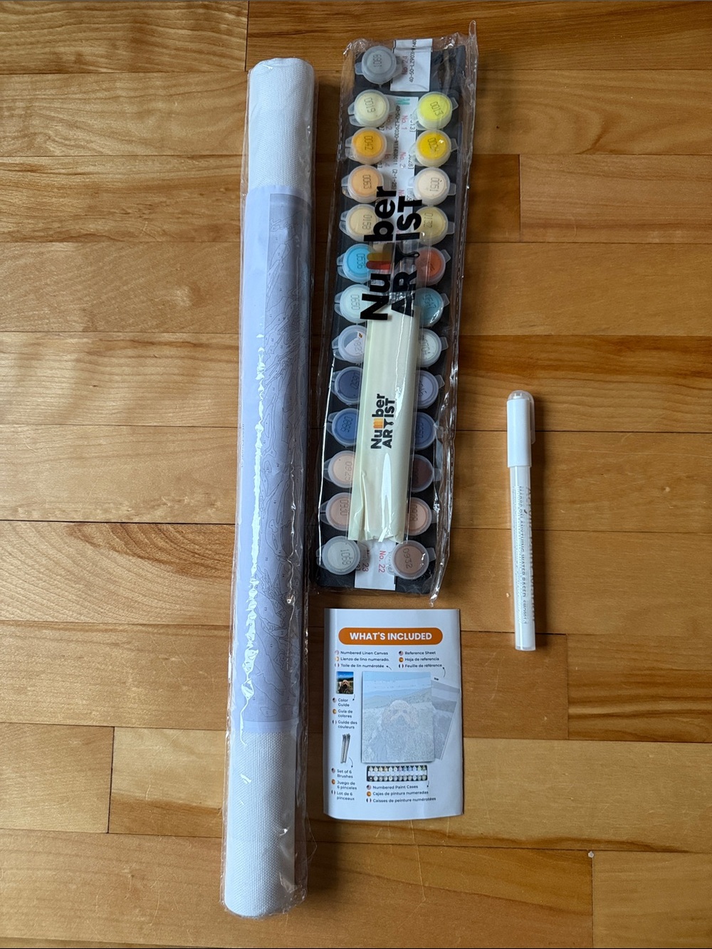 Paint Set with White Canvas Roll - Multi-Color Acrylic Kit